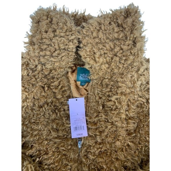 Wild Fable Women’s Long Sleeve Zip-Up Sherpa Jacket, Cognac Brown Size L - Picture 6 of 6